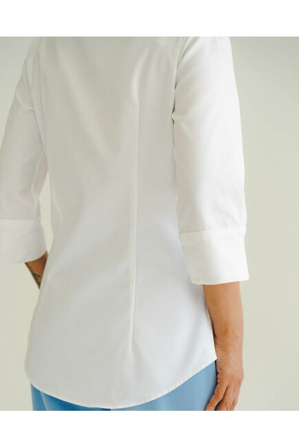 Женская рубашка из хлопка воротник стойка удлиненная рукав 3/4 - 8510 от ByME 