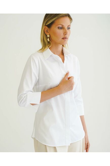 Женская рубашка с рукавом 3/4 белая - 8514 от byME 