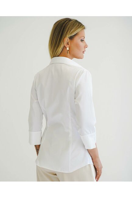 Женская рубашка с рукавом 3/4 белая - 8514 от byME 