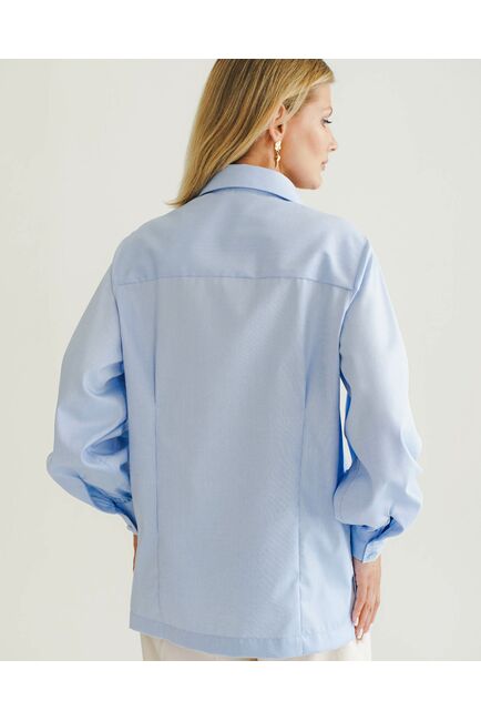 Женская рубашка под пуговицу в прямом силуэте голубая - 8523 от byME 