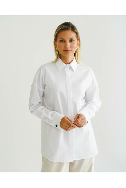 Женская рубашка оверсайз белая - 8539 от byME 