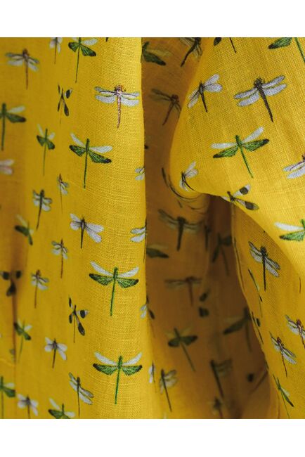 Женская рубашка из крапивы с универсальным манжетом стрекозы на жёлтом фоне - 8543 от ByME 