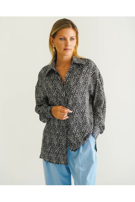 Женская рубашка с универсальным манжетом принт  зебра - 8544 от byME 