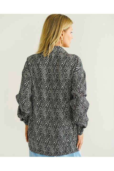 Женская рубашка с универсальным манжетом принт  зебра - 8544 от byME 