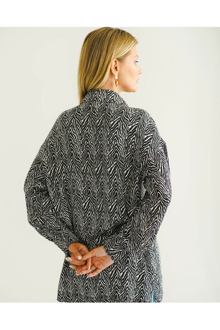 Женская рубашка с универсальным манжетом принт  зебра - 8544 от byME 