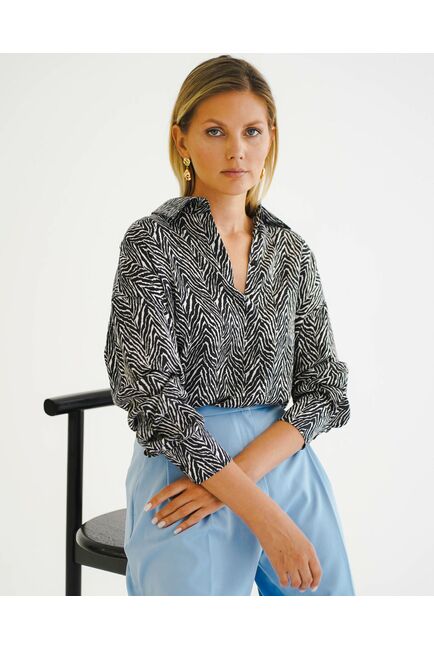 Женская рубашка с универсальным манжетом принт  зебра - 8544 от byME 