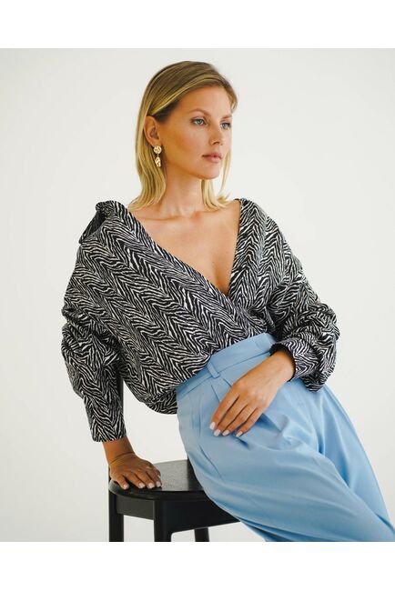 Женская рубашка с универсальным манжетом принт  зебра - 8544 от byME 