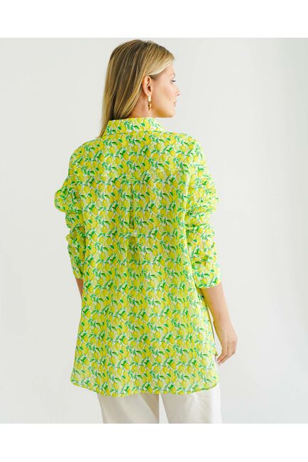 Женская рубашка из крапивы принт лимоны -8556 от byME 
