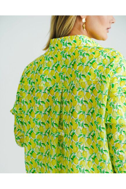Женская рубашка из крапивы принт лимоны -8556 от byME 
