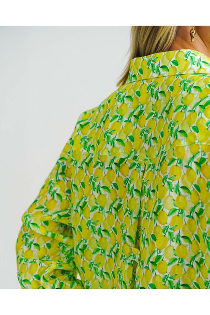 Женская рубашка из крапивы принт лимоны -8556 от byME 