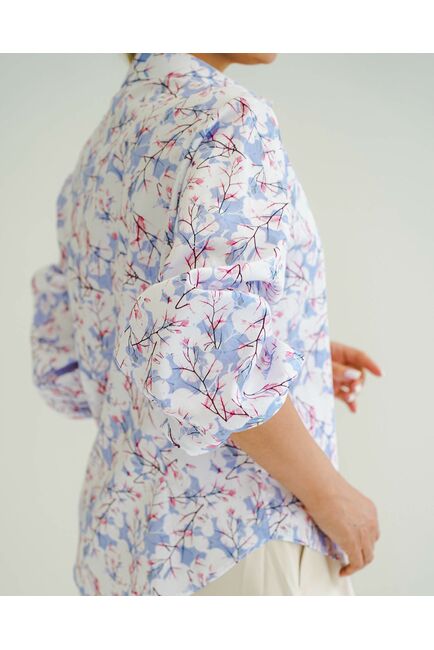 Женская рубашка из хлопка с рукавами фонариками - 8558 от byME 