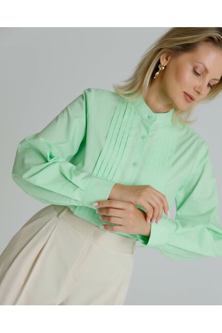 Рубашка женская с манишкой яблочная - 8566 от byME 