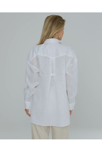 Женская рубашка льняная белая - 8567 от ByME 