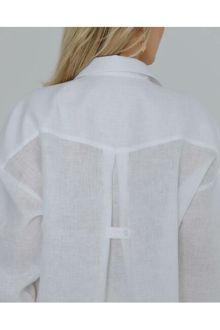 Женская рубашка льняная белая - 8567 от ByME 