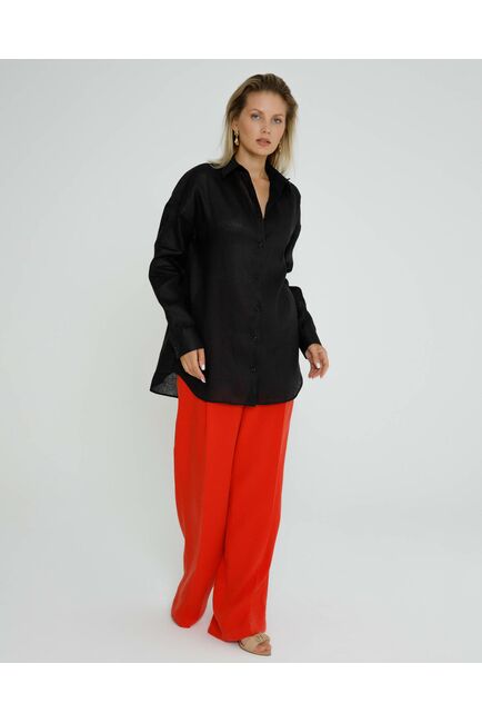 Женская рубашка льняная черная - 8568 от byME 