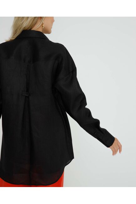 Женская рубашка льняная черная - 8568 от byME 