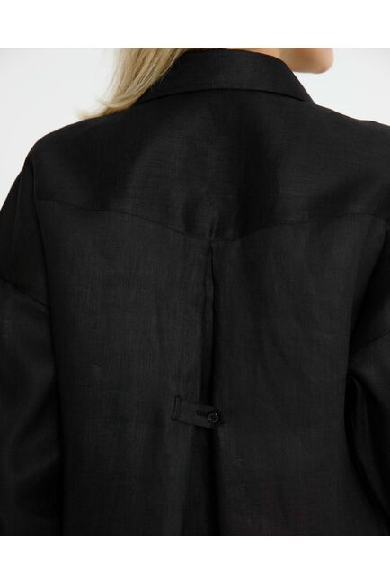 Женская рубашка льняная черная - 8568 от byME 