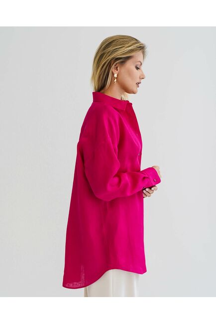 Женская рубашка льняная фуксия- 8569 от byME 