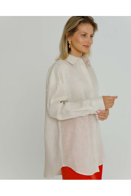 Женская рубашка изо льна бежевая - 8570 от byME 