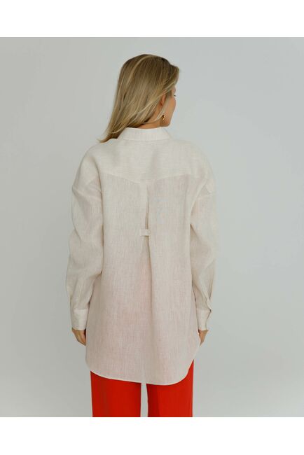 Женская рубашка изо льна бежевая - 8570 от byME 