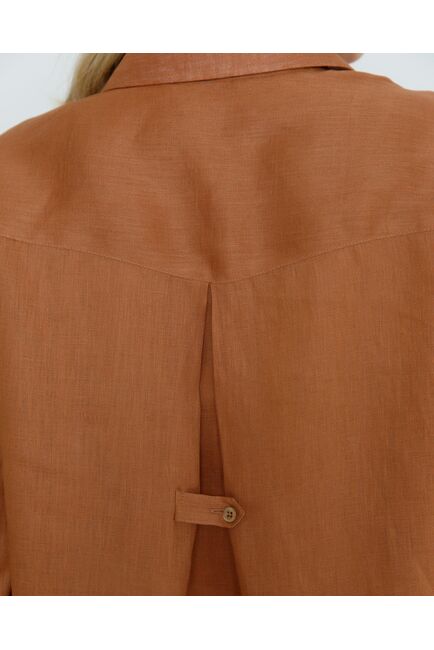 Женская рубашка изо льна коричневая - 8571 от ByME 