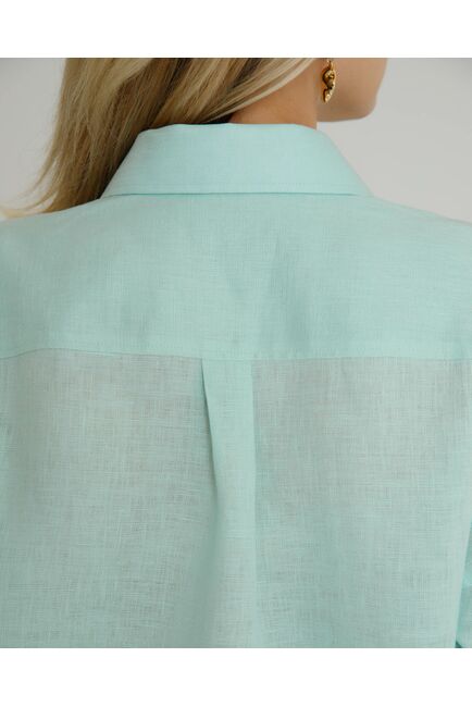 Женская рубашка в оверсайз мятная с отделкой  - 8578 от byME 