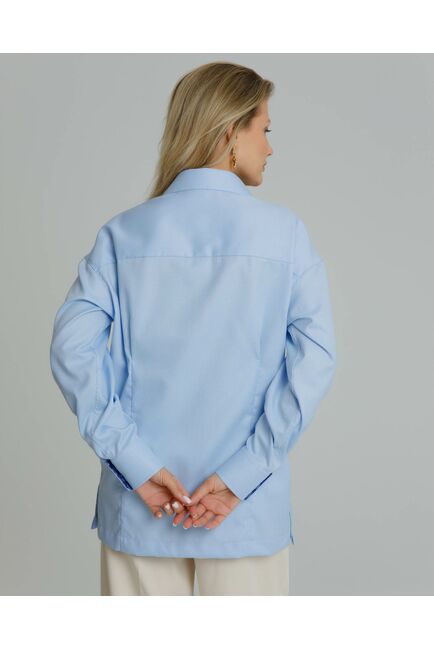 Рубашка женская из хлопка в прямом силуэте с отделкой , с универсальной манжетой - 8580 от byME 