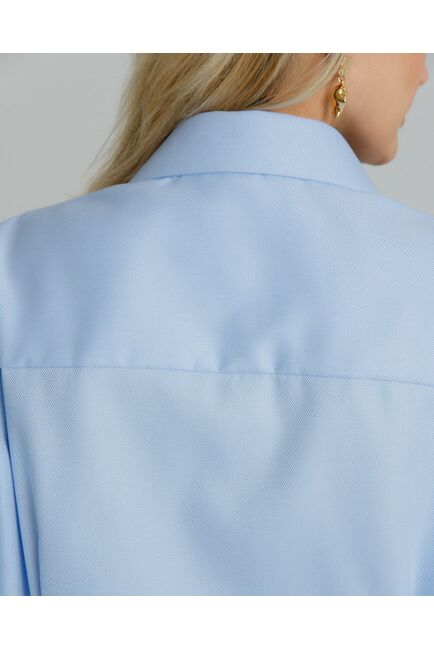 Рубашка женская из хлопка в прямом силуэте с отделкой , с универсальной манжетой - 8580 от byME 