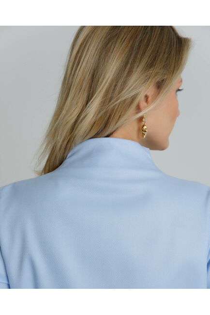 Женская рубашка воротник стойка под пуговицы с отделкой - 8588 от byME 