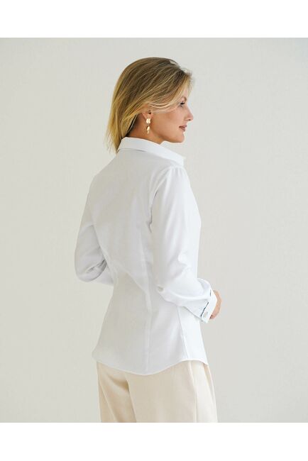 Женская рубашка из хлопка под запонку, с отделкой цветы - 8595 от byME 