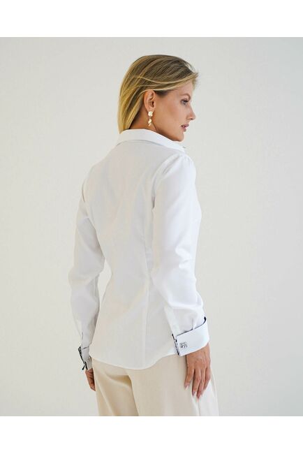 Женская рубашка из хлопка под запонку с оделкой принт зебра - 8597 от byME 