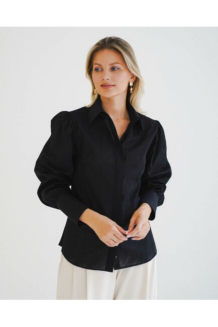 Женская рубашка с супатной застежкой черная - 8598 от byME 