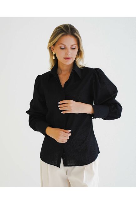 Женская рубашка с супатной застежкой черная - 8598 от byME 