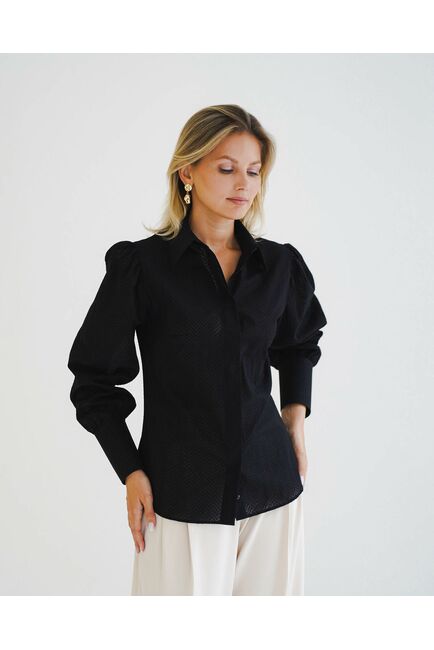Женская рубашка с супатной застежкой черная - 8598 от byME 