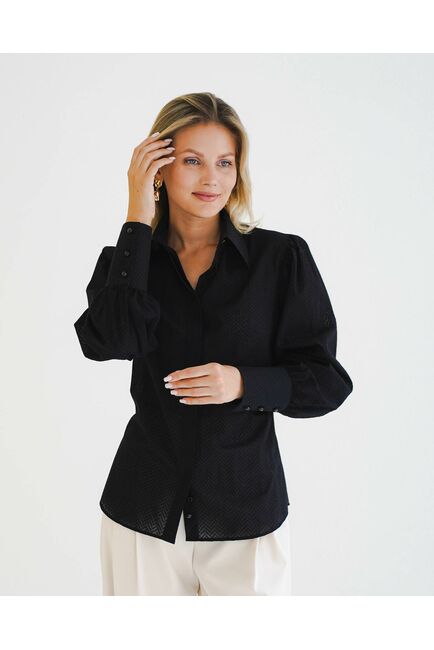 Женская рубашка с супатной застежкой черная - 8598 от byME 