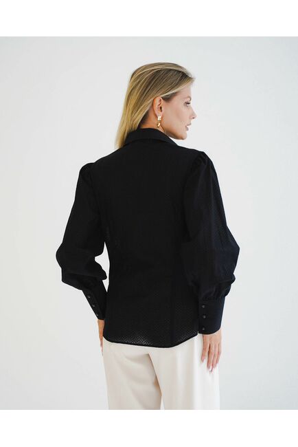 Женская рубашка с супатной застежкой черная - 8598 от byME 