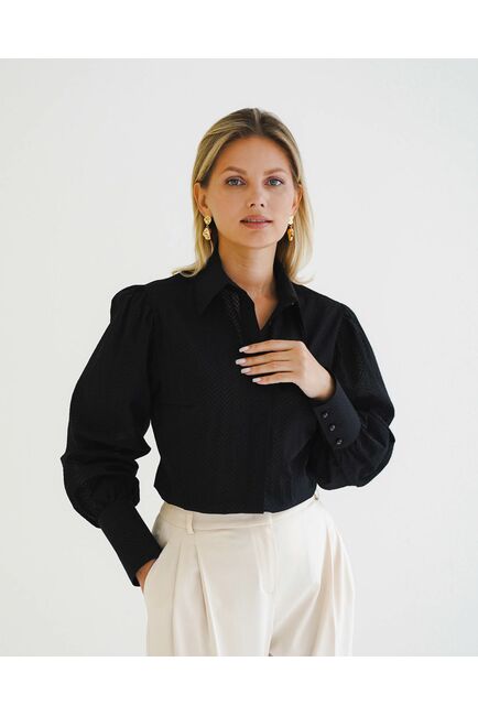 Женская рубашка с супатной застежкой черная - 8598 от byME 