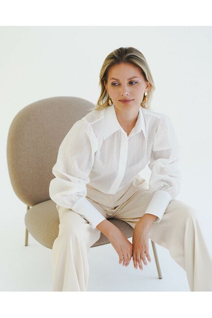 Женская рубашка  белая с пышным рукавом   - 8599 от byME 