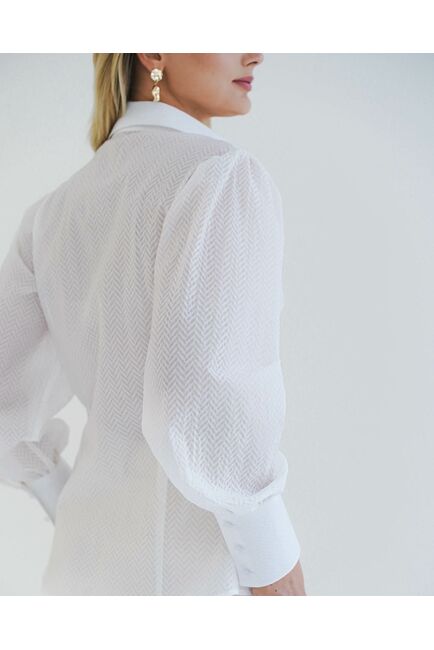 Женская рубашка  белая с пышным рукавом   - 8599 от byME 