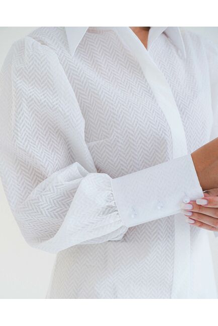 Женская рубашка  белая с пышным рукавом   - 8599 от byME 