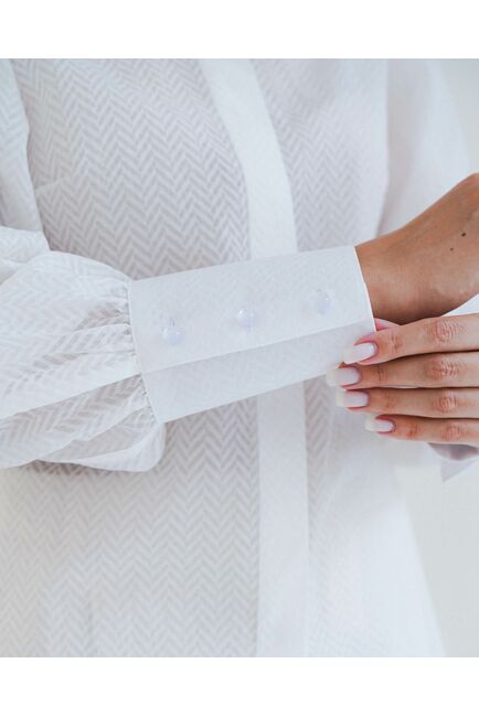 Женская рубашка  белая с пышным рукавом   - 8599 от byME 