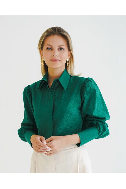 Женская рубашка с супатной застежкой с пышным руковом - 8600 от byME 