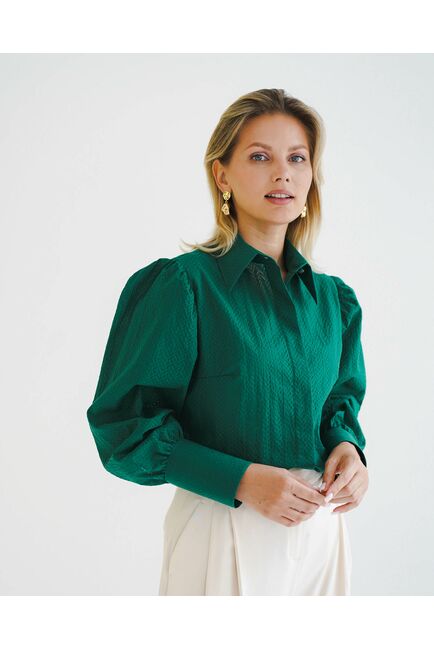 Женская рубашка с супатной застежкой с пышным руковом - 8600 от byME 