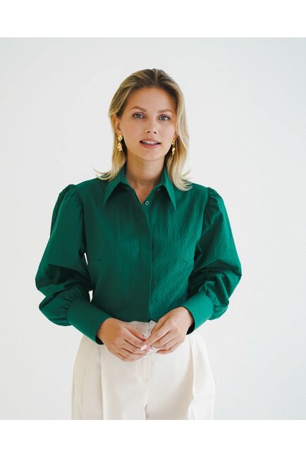 Женская рубашка с супатной застежкой с пышным руковом - 8600 от byME 