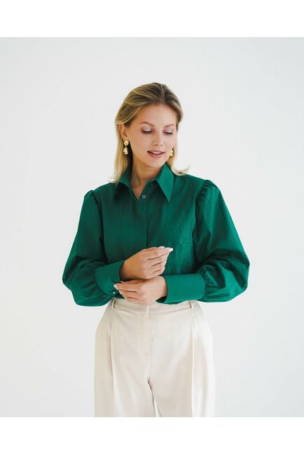 Женская рубашка с супатной застежкой с пышным руковом - 8600 от byME 