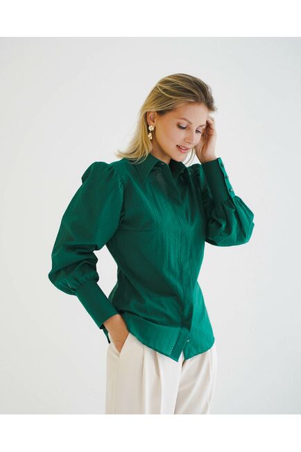 Женская рубашка с супатной застежкой с пышным руковом - 8600 от byME 