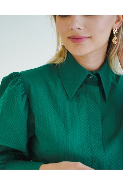 Женская рубашка с супатной застежкой с пышным руковом - 8600 от byME 