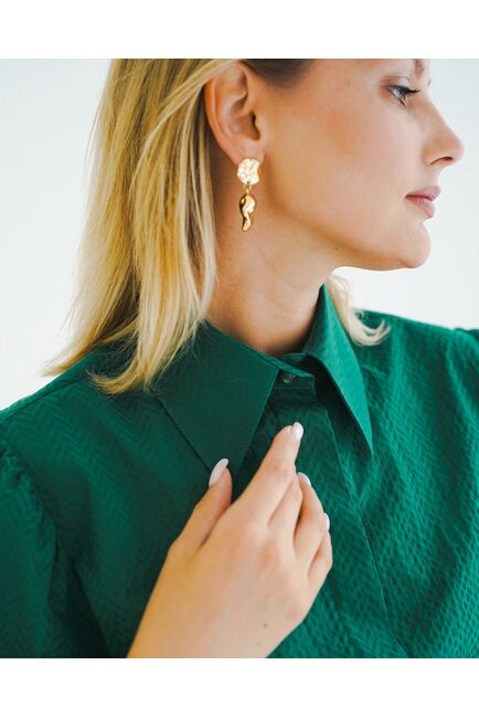 Женская рубашка с супатной застежкой с пышным руковом - 8600 от byME 