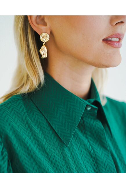 Женская рубашка с супатной застежкой с пышным руковом - 8600 от byME 