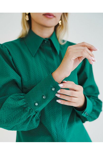 Женская рубашка с супатной застежкой с пышным руковом - 8600 от byME 